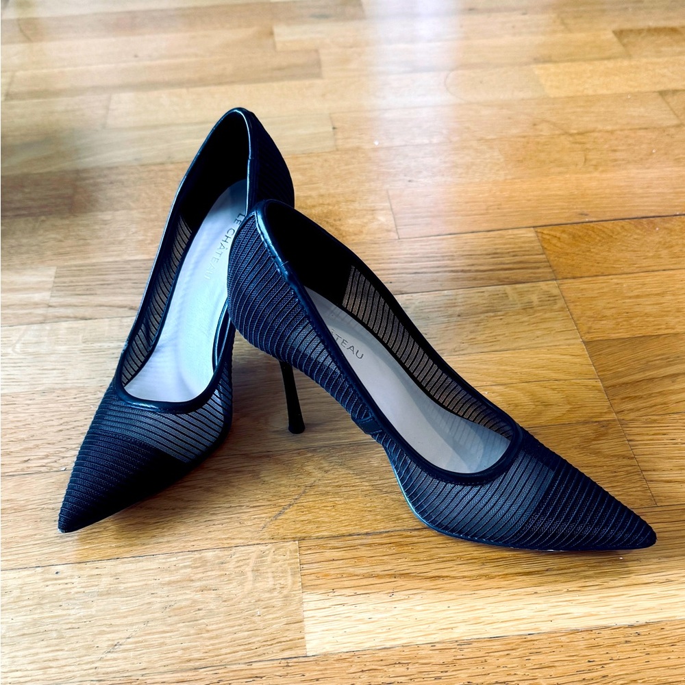 Black mesh heels